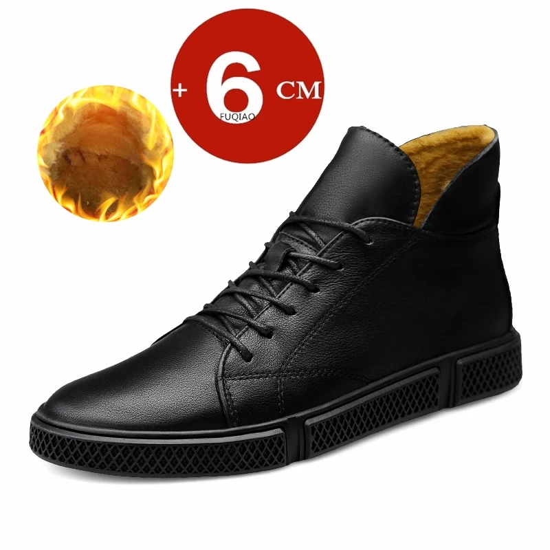 Męskie buty podwyższające na jesień i zimę Buty podwyższające do wewnętrznej wysokości 6 cm Męskie buty biznesowe na co dzień z prawdziwej skóry