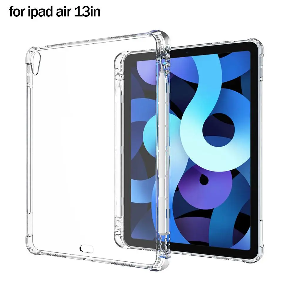 Funda suave de TPU transparente con ranura para bolígrafo, funda protectora para IPad Pro 2024, 11 pulgadas, 13 pulgadas, soporte de cuero Delgado, carcasa inteligente P2W8