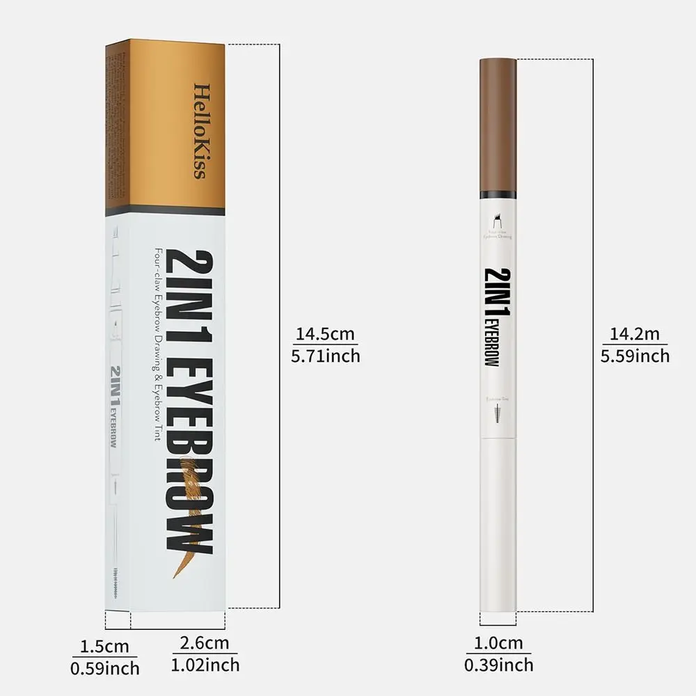 2in1 Flüssige Augenbrauen, langlebig, schnell trocknend, zweizackiger Augenbrauenstift, natürliche, wasserfeste Augenbrauen-Färbecreme, professionelles Make-up