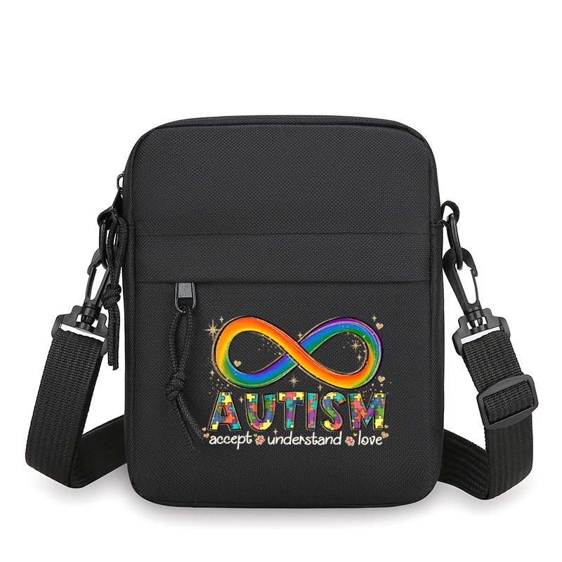 

Autism Theme Vintage Shoulder Bag Women Men Fashion Zipper Shoulder Messenger Bags Autism Awareness Crossbody Bag