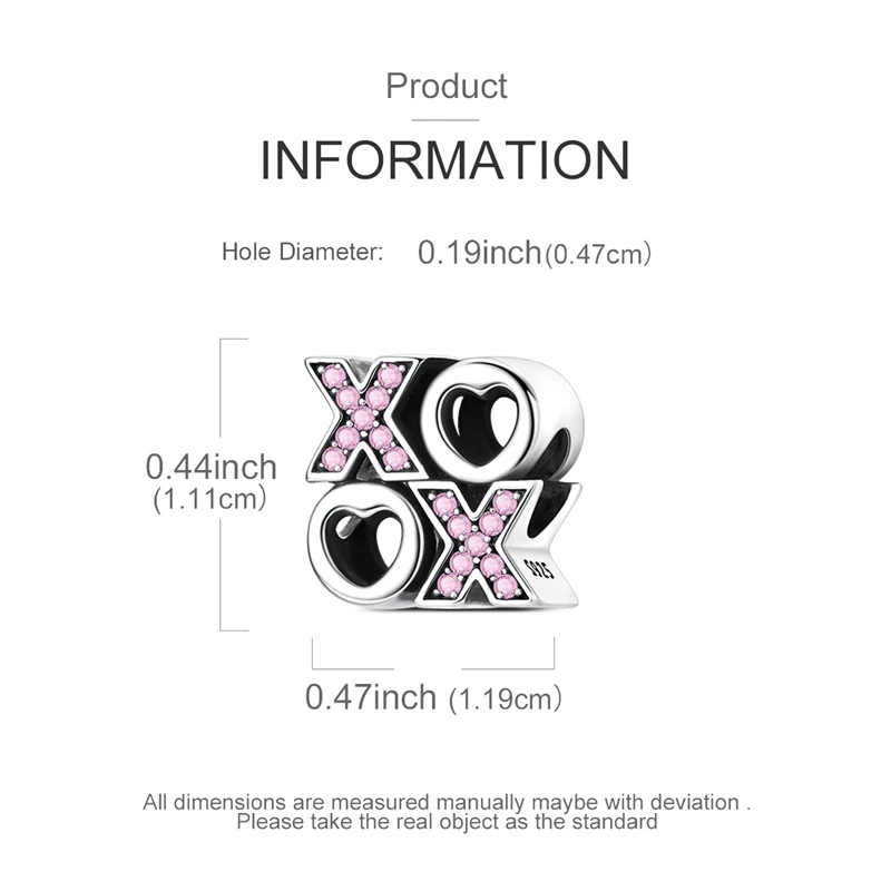 925 فضة سحر الخرزة تشيكوسلوفاكيا الزركون الإنجليزية XOXO استرخى صالح الأصلي سوار DIY بها بنفسك النساء المجوهرات هدية