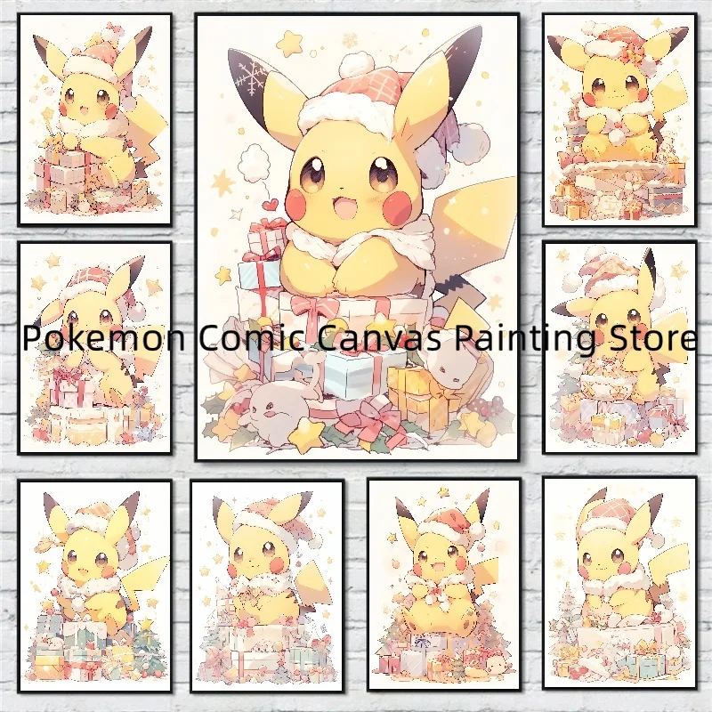 

Japanese Pokemon Pikachu Wall Stickers and Posters for Bedroom Decoration High Quality Art Pictures Christmas Gift for Children