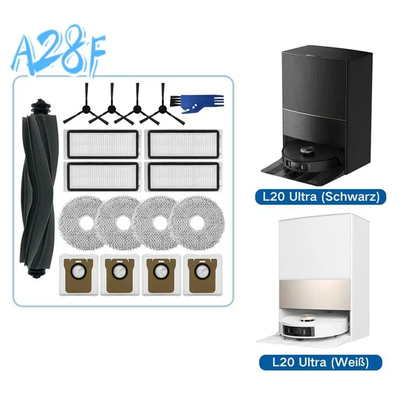 

A28F-For Dreame L20 Ultra And Mop Robot Vacuum Cleaner Main Side Brush HEPA Filters Mop Cloth Dust Bags Accessories