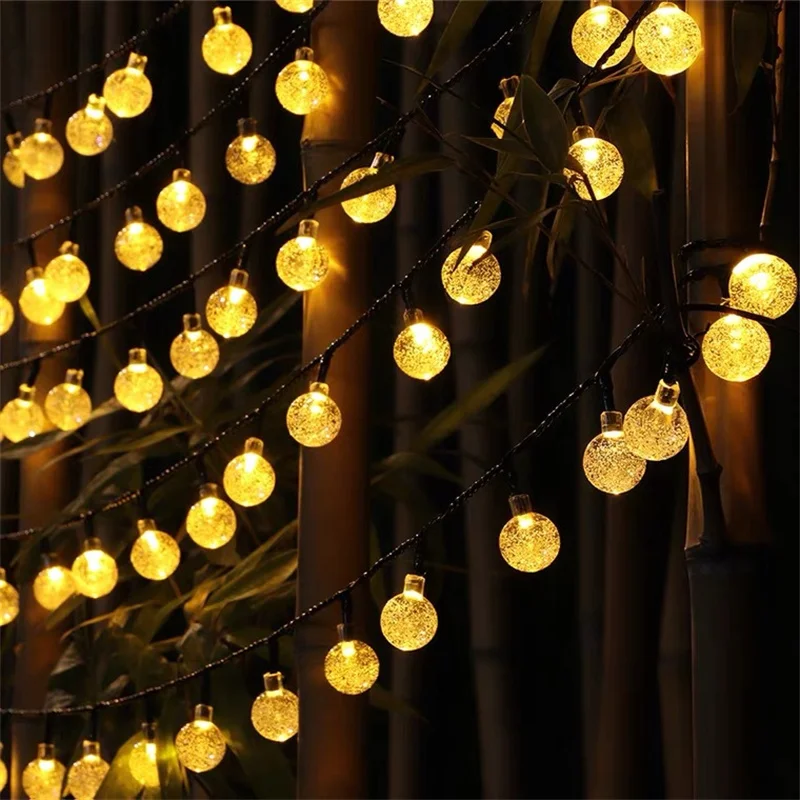 Decorações de Natal Solar String Lights, pátio, bola bolha, luzes LED, impermeável, alimentado Pátio Luz, Festa Jardim, 217