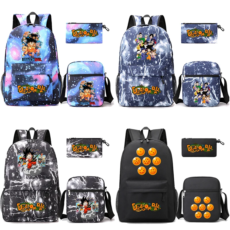 3 sztuk/zestaw Dragon Ball plecak nastolatek uczeń tornister chłopiec dziewczyna plecak uczeń szkoła duża pojemność Goku torba kreskówkowa Mochilas