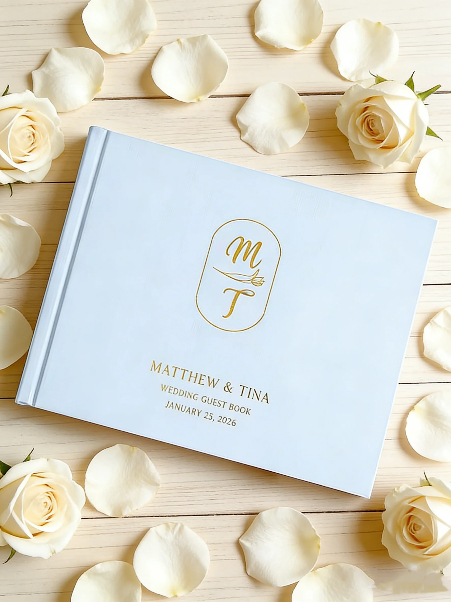

Custom Velvet Matte Wedding Guest Book Cute Foil Print Modern Elegant Sign-In Registry Keepsake for Wedding Ceremony