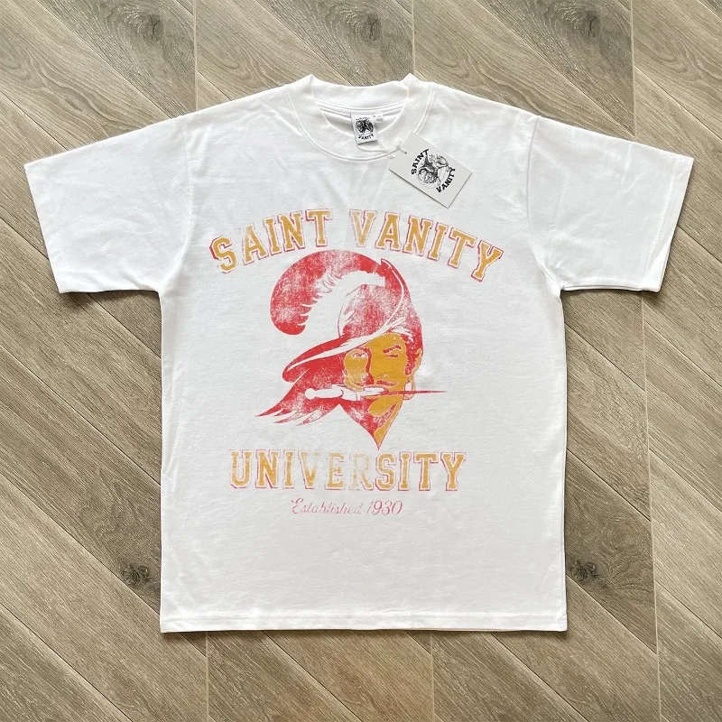 Saint Pirate Print Short Sleeve T-Shirt High Quality Breathable Loose Women Men Round Neck Tee Top
