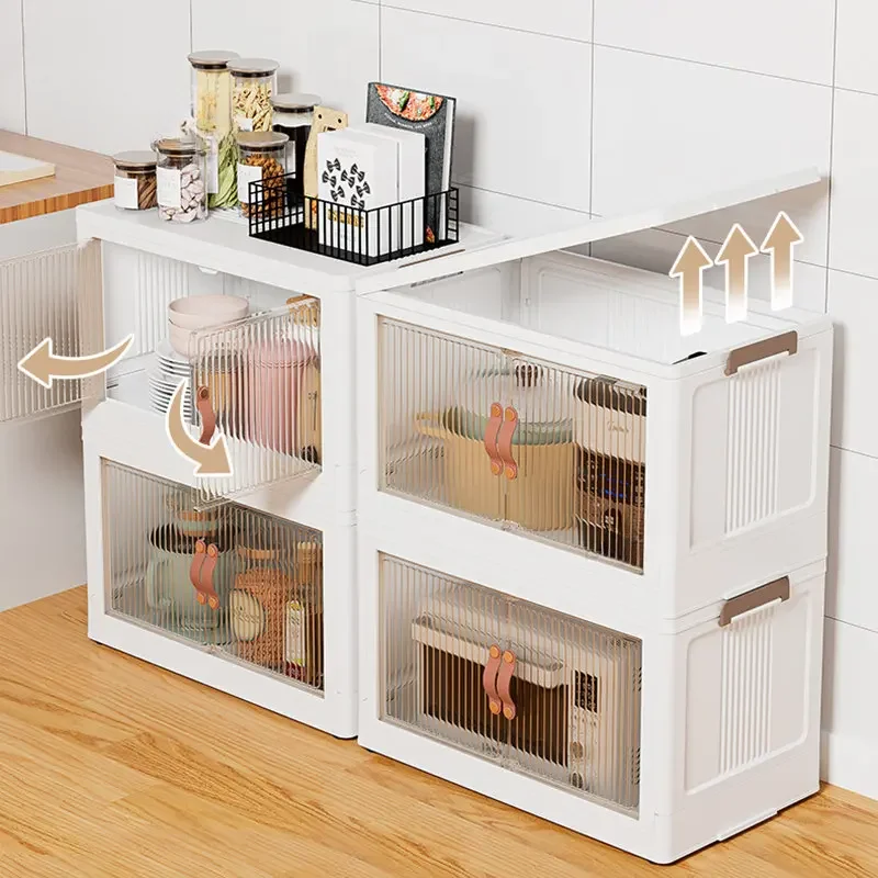 Microwave Storage Cabinet Home furniture Multi-functional Kitchen Cabinets Floor Rack Removable Double Door Locker