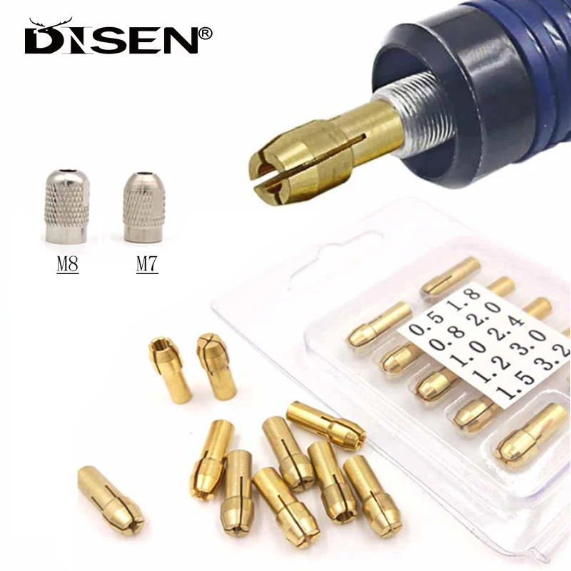 10/11Pcs 0.5mm-3.2mm Brass Collet Mini Drill Chucks 4.8mm Shank for Electric Grinder Dremel Rotary Tools Power Tool Accessories