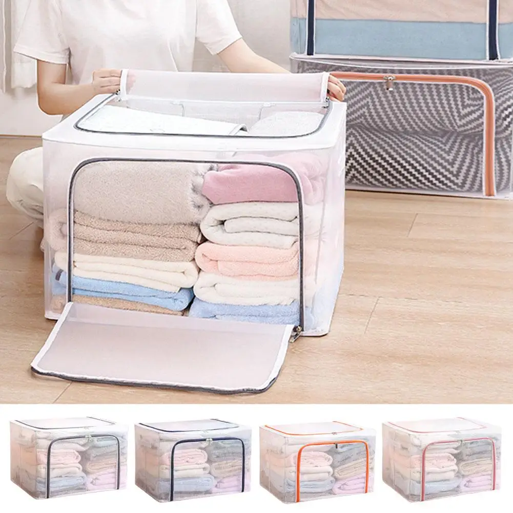 

Large-Capacity Clothing Storage Bag Transparent Storage Organizer Cosmetics Ome Supplies Pillows Toy Box Blankets Case Stor M2J2