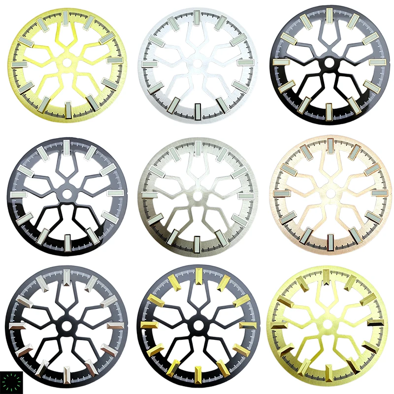 NOOKIDA 28.5MM New Green Luminous Skeleton Watch Dial  Dial for NH70 Movement Watch Modify Accessories