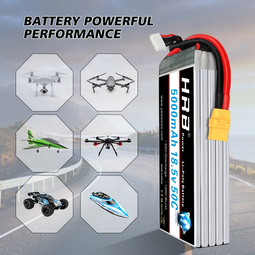 2pcs 5S Lipo Battery 18.5V 5000mah 50C with XT90 T Plug RC LiPo for Helicopter Quadcopter Airplane Drone Car Drones Boat