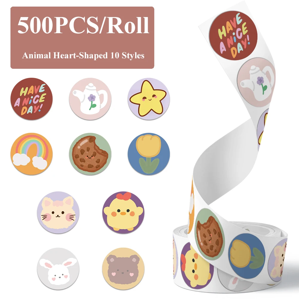 500 pçs-rolo estilo dos desenhos animados coreano adesivos para notebook capacete scrapbook diário incentivar adesivo escola recompensa presente decoração