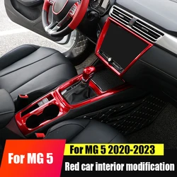 For MG 5 2023 2022 2021 2020 Full set of red ABS central control gear shift panel decorative frame for the interior