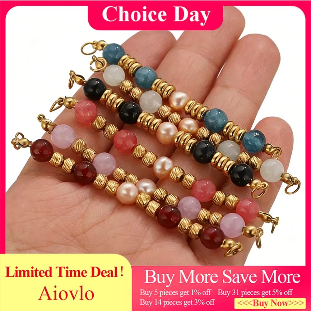 

1PC Double-Hole Connector Chains 18K Gold Stainless Steel Natural Stone Pearl Extension Chains for DIY Necklace Bracelet Jewelry