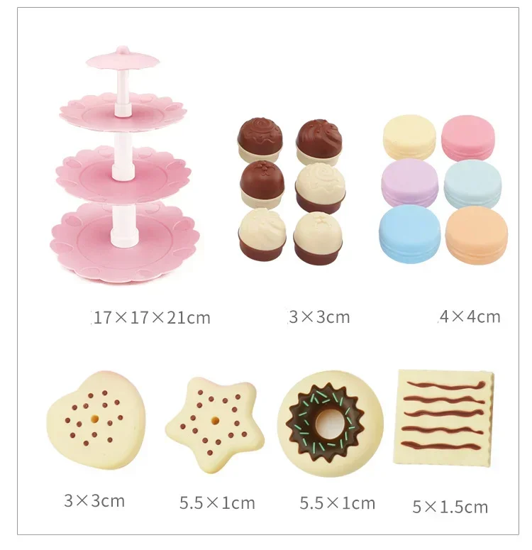 Speelhuis Speelgoed 17 Stks/set Gesimuleerd Voedsel Dessert Toren Cake Gebak Plank Speelgoed Veilig Materiaal Kids Baby Cadeau Doen Alsof Speeltje