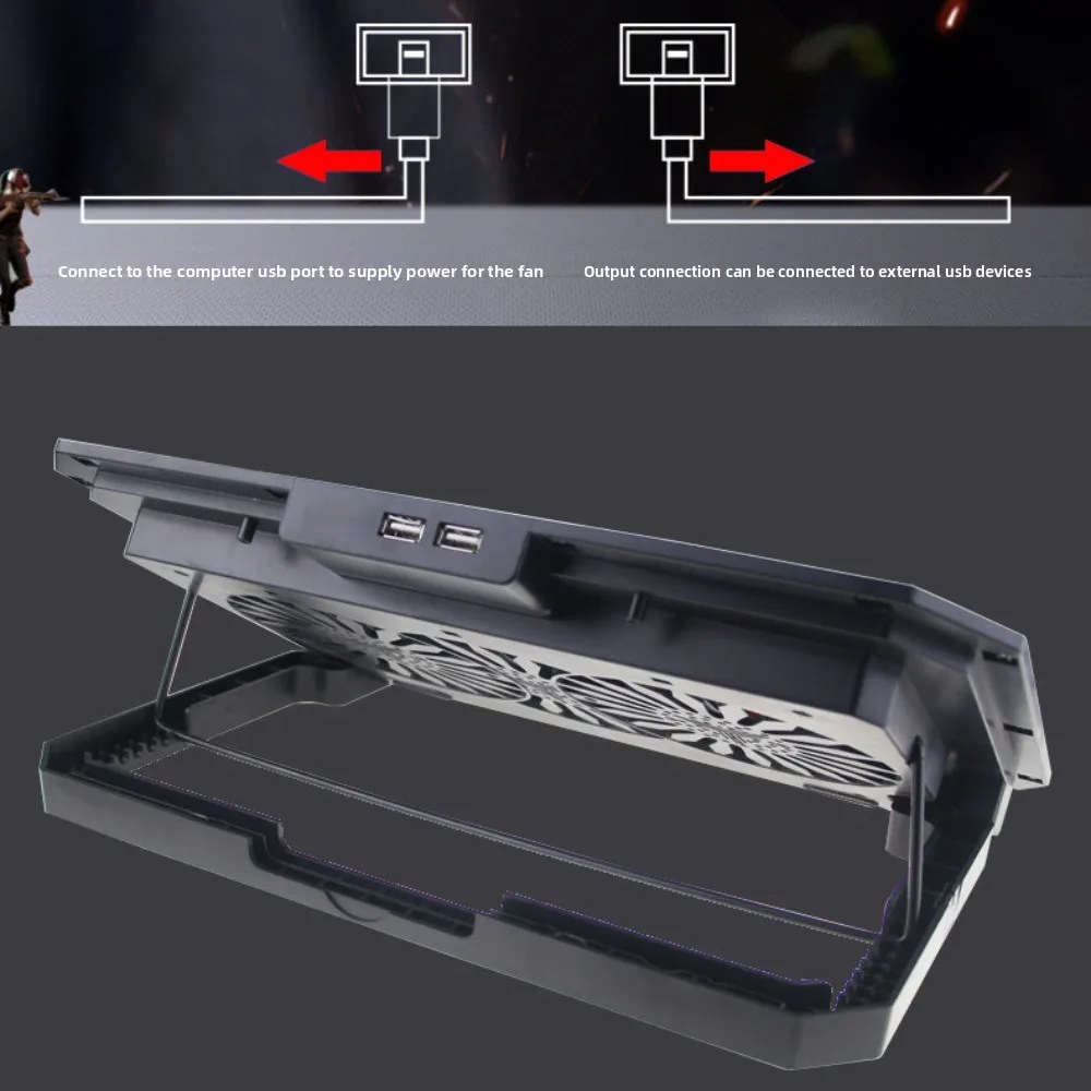 

CPU Cooling Foldable Laptop Table Colored Lights RGB Two Fans Notebook Riser 8-speed Adjustment Cooling Laptop Stand Holder