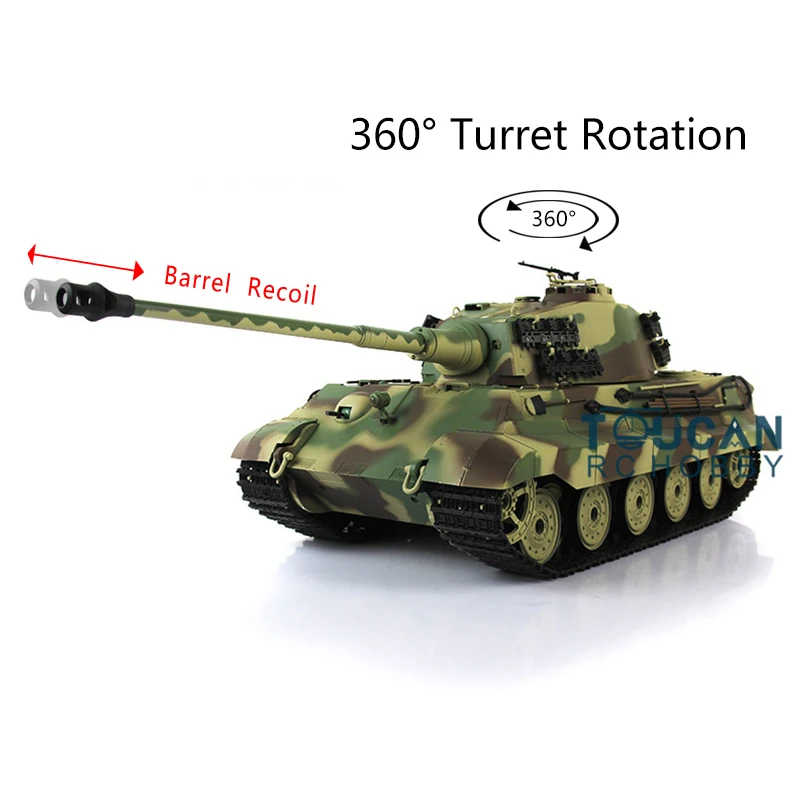 Heng Long 1/16 7.0 Plastic 3888A German King Tiger RC Tank Barrel Recoil 360° Infrared Battle Military Vehicle Toy TH17520