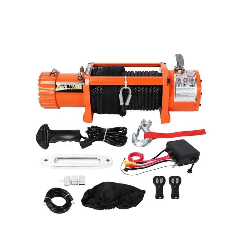 Cable Car Nylon Rope Winch 12v 13500lbs 12000lb Winch Electric Winch 13500Lbs Heavy Duty Steel