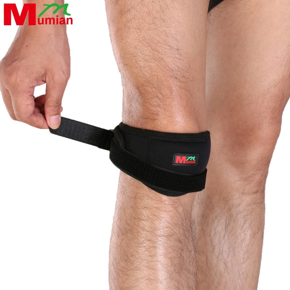 1PCS Pressurized Adjustable Patella Knee Sleeve Pads Strap Protector Guard Support Pad Belted Sports Bandage Knee Brace Black