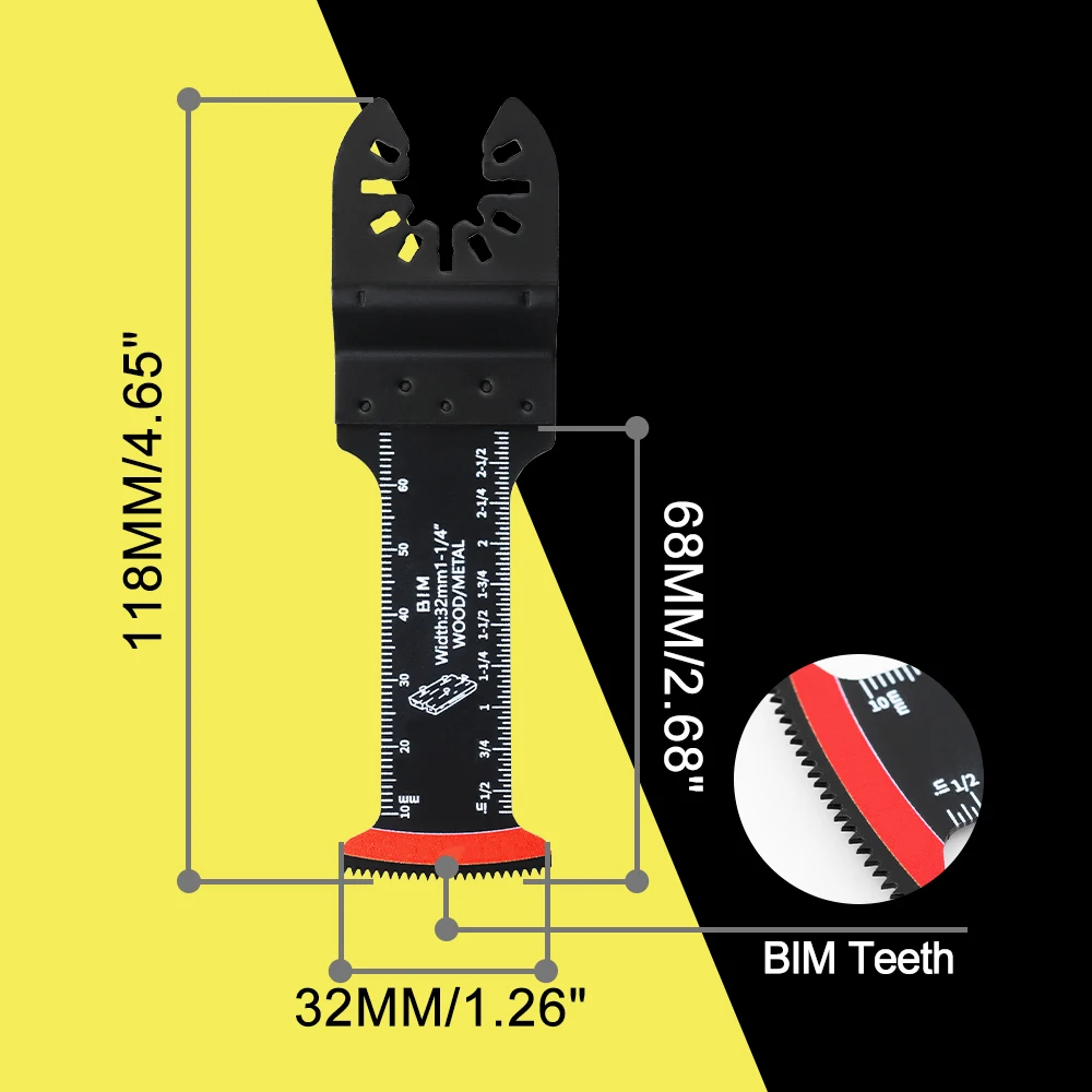 Imagem -03 - Dartotek Peças Lâmina de Serra Oscilante Bim Dentes Corte Alumínio Cobre Prego Madeira 32 mm Lâmina com Escala Carpintaria
