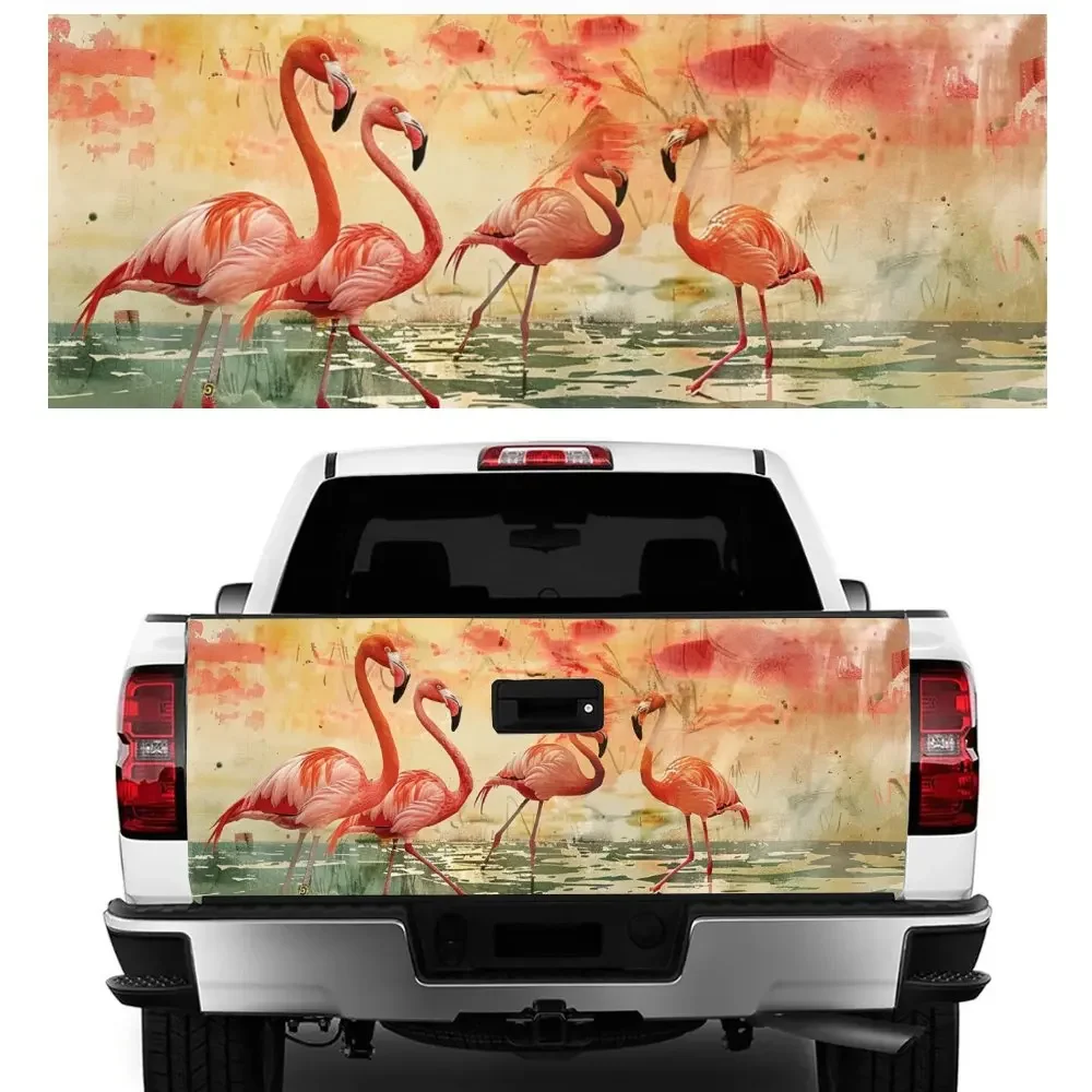 

Painted Pink Flamingo Print Car Tail Trunk Protect Vinly Decal Auto Accessories Hood Decoration Sticker for Off-road Pickup