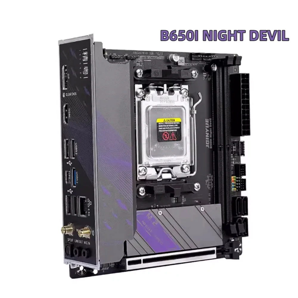 JGINYUE B650 ITX Motherboard Set AM5 Ryzen 7000 Series CPU DDR5 6000MHz Dual Channel Memory RAM B650i Night Devil Gaming ITX Kit