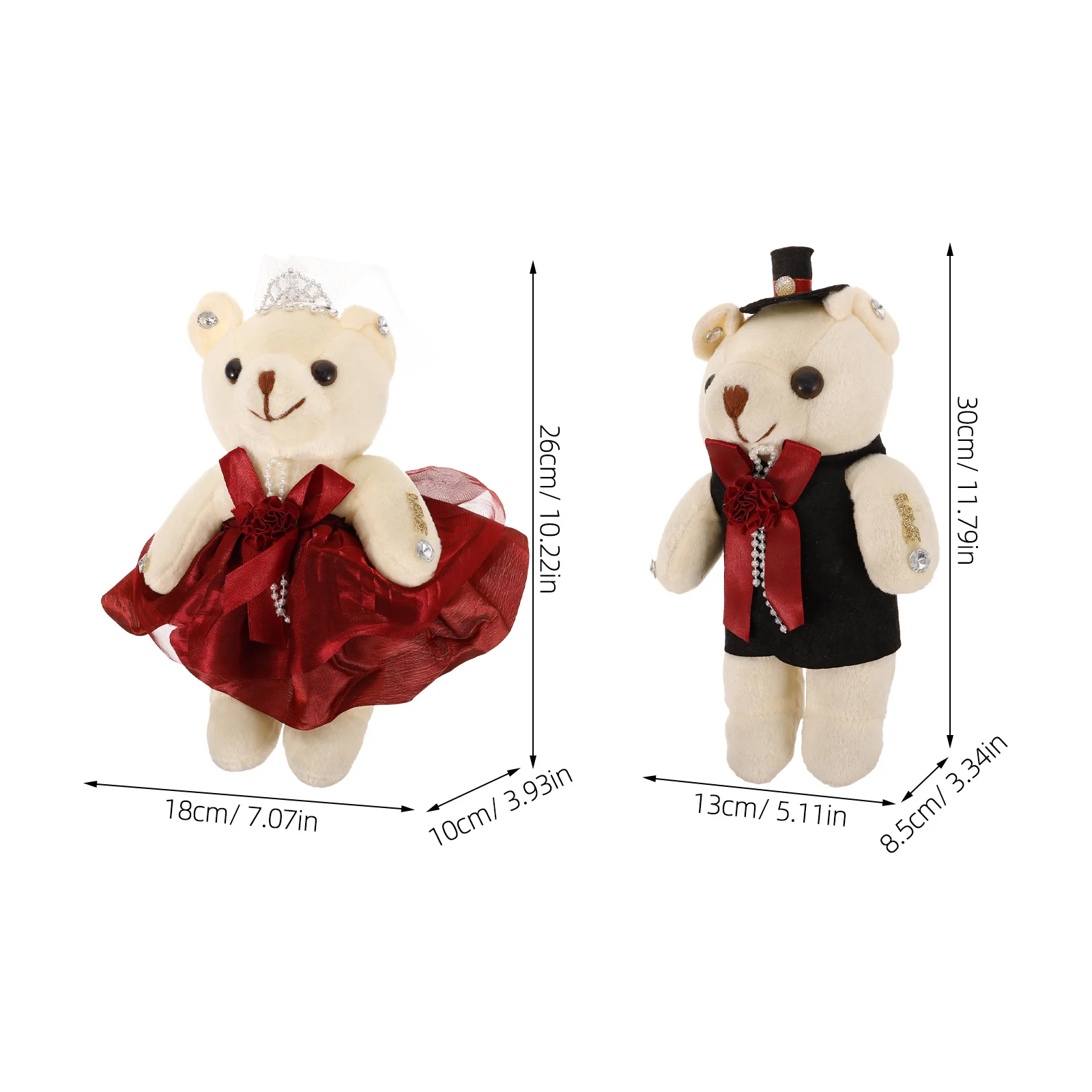 1 par de decoraciones de ramo de oso de dos colores, suministros para fiesta de San Valentín, adornos para decoración de aniversario de compromiso de boda