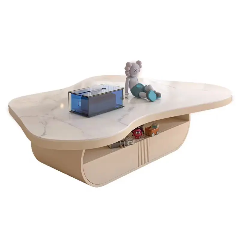 

￥%Factory Cheap High Grade Cream Style Nature Stone Coffee Table Durable Stone Living Room Furniture Set Coffee Table