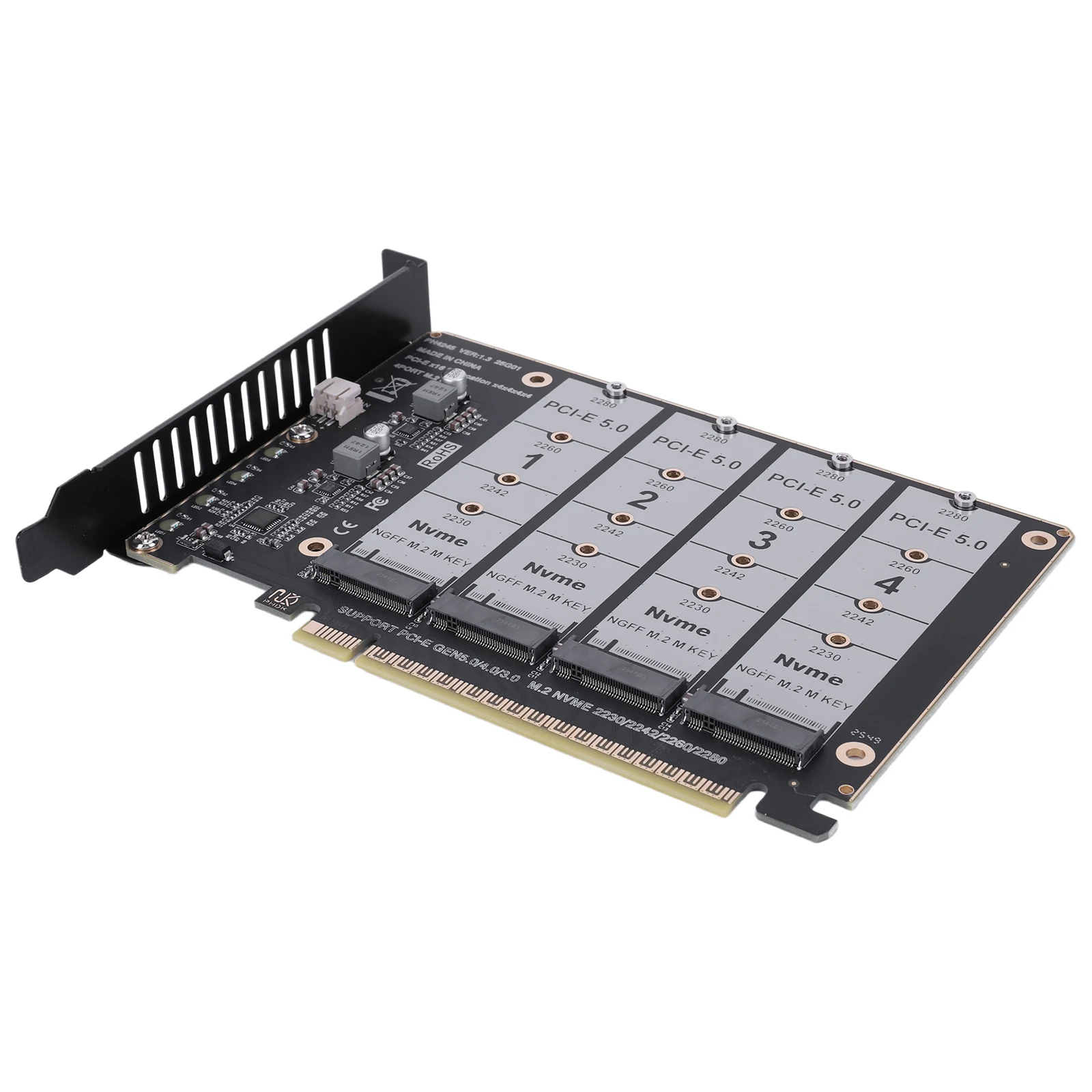 

Карта расширения PCIe Express 5.0 Gen5 Gen4 X16 с отсоединяемым разветвителем для 4x NVMe M.2 NGFF SSD