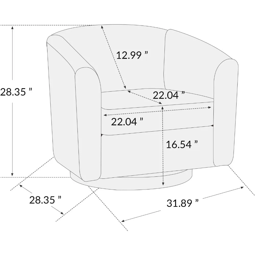 거실용 회전 악센트 의자 세트, 셔닐 덮개를 씌운 배럴 의자, 360 ° 목재 회전 받침대와 베개, 편안함