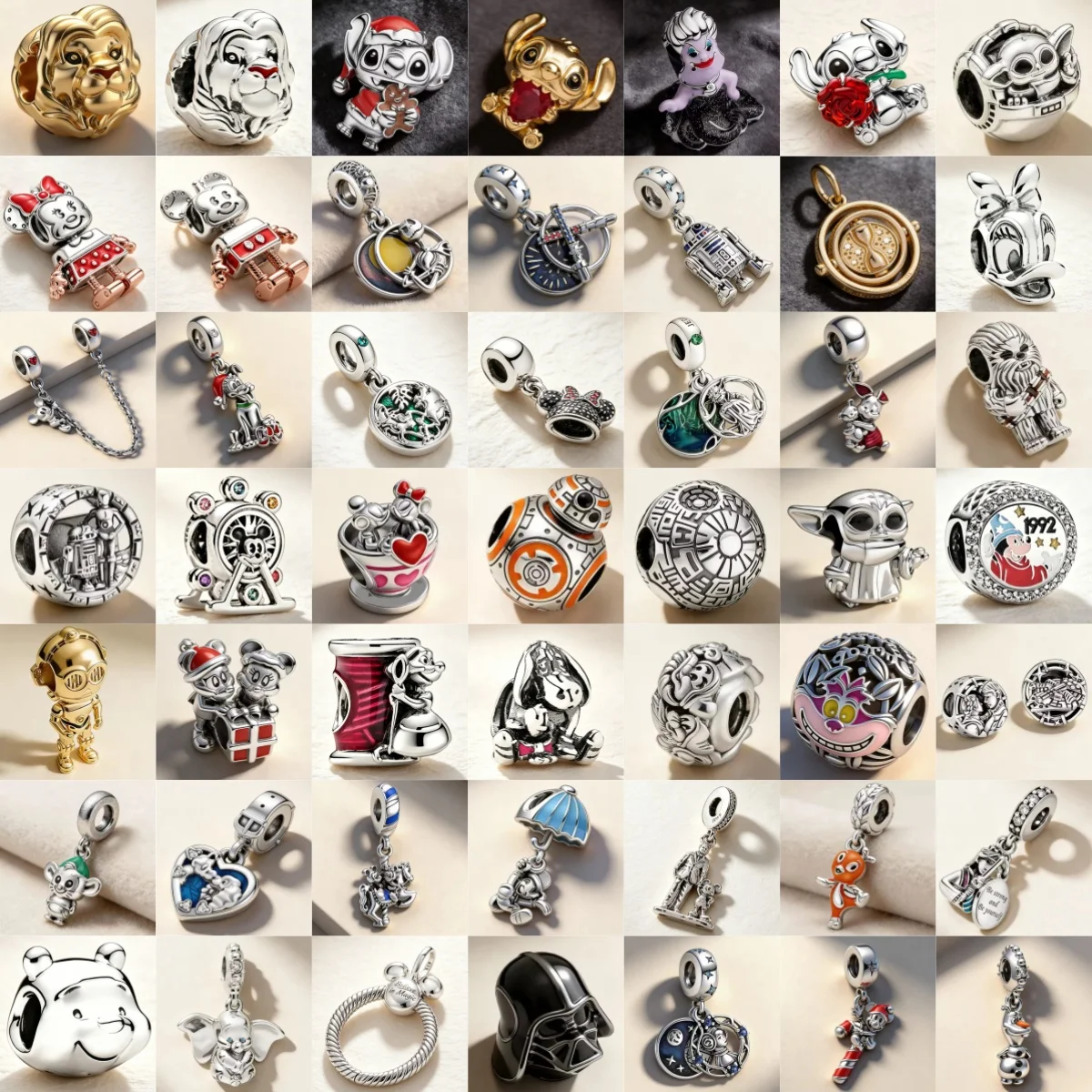 Pingente de Prata 925 Miniso Disney, Leão, Elefante, Mickey Mouse, Guerreiro, Compatível com Pulseira de 3MM, Joias Finas DIY Originais