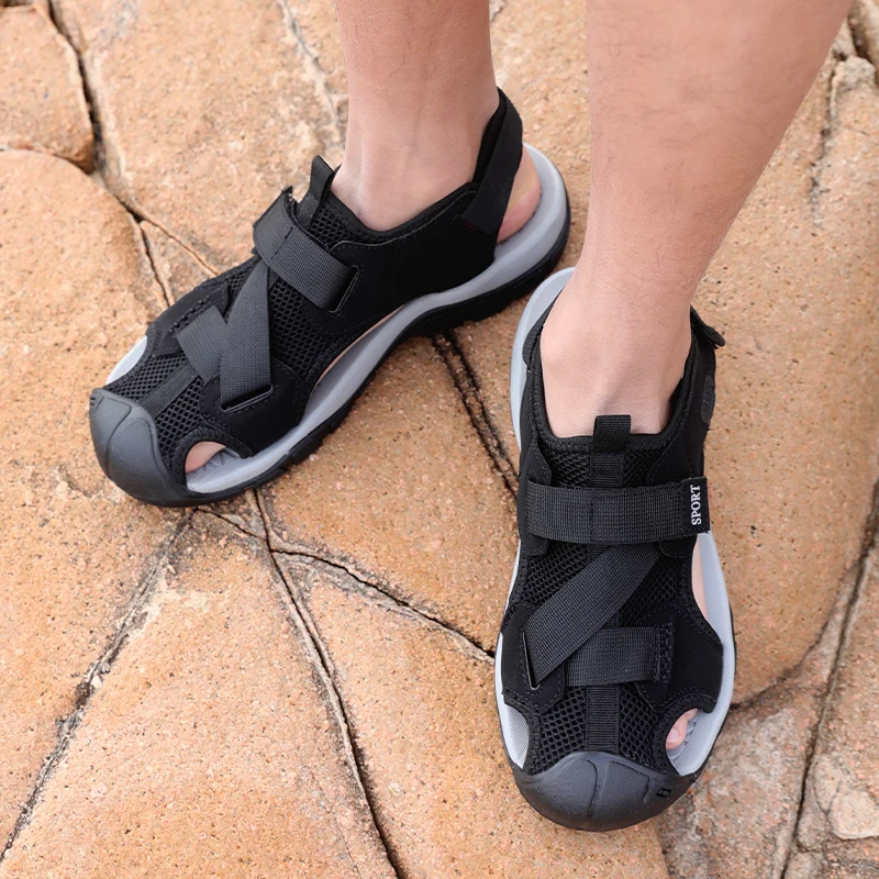 Men's Sandals Wide Closed Hiking Sandal Arch Support Quick-dry Non-Slip Summer Beach Shoes