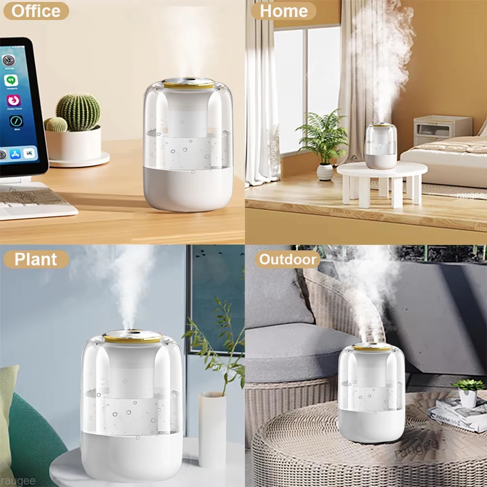 Luftbefeuchter, 2,2 l, großes Fassungsvermögen, Heimluftbefeuchter, stumm, Nebelhersteller, Doppeldüse, USB-Luftbefeuchter für Schlafzimmer mit LED-Nachtlicht – Detail 9
