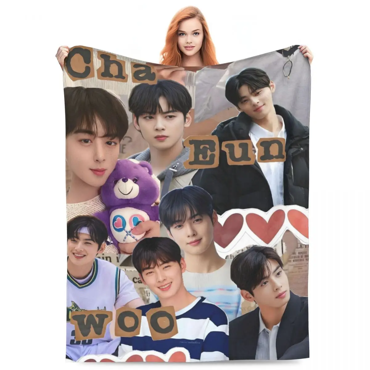 Custom Cha-A Singer Eun Woos Blanket Warm Fleece Soft Flannel Kpop Star Throw Blankets for Bedding Couch Office Spring
