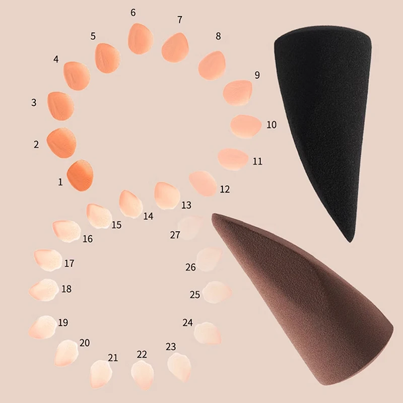 1/2PCS Spugna per trucco di precisione Morbida uso bagnato e asciutto Nero Marrone Soffio cosmetico Soffio di polvere Punta delle dita Strumento di facile applicazione