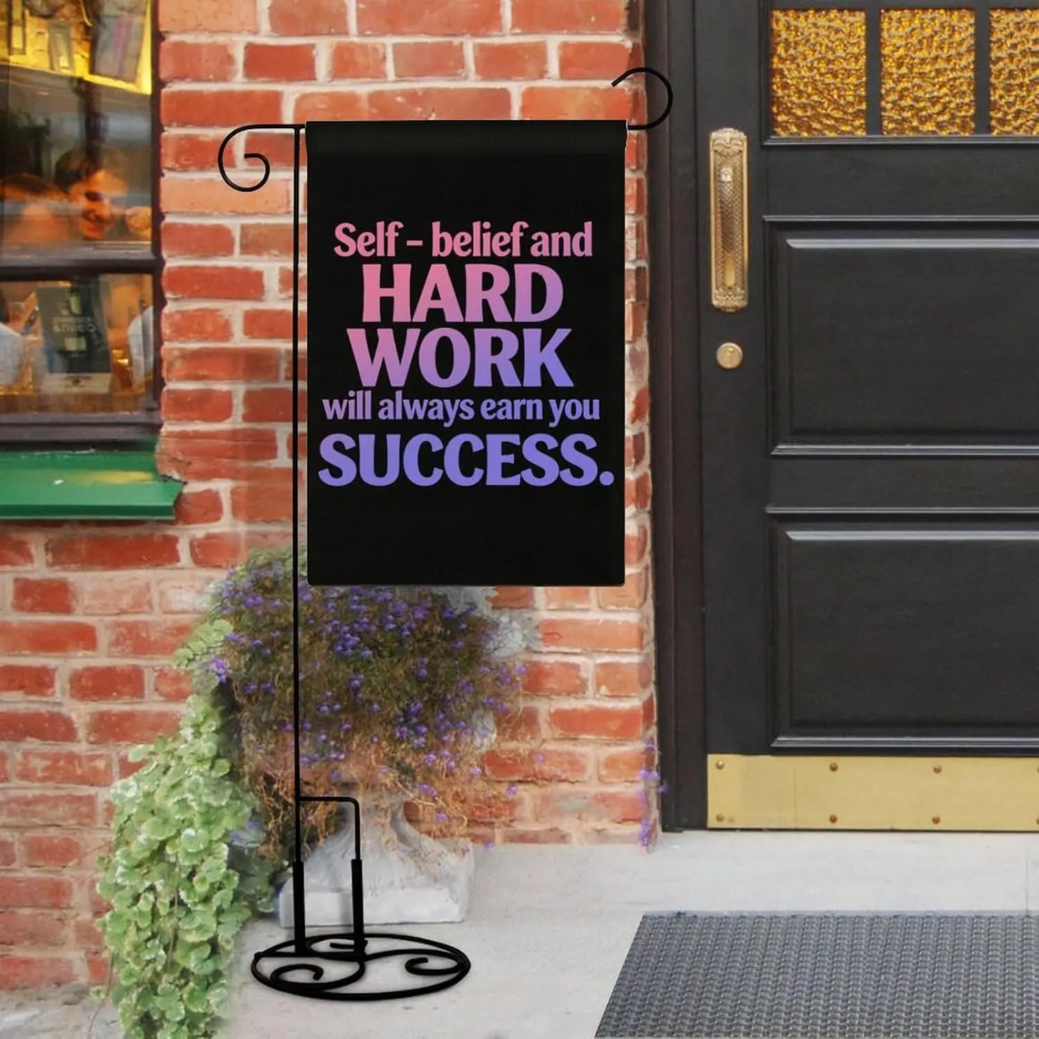 Self - Belief And Hard Work Will Always Earn You Success Double Sided Outside Garden Flag 12 X 18 Inch MME UUV HHM WZZ yyi