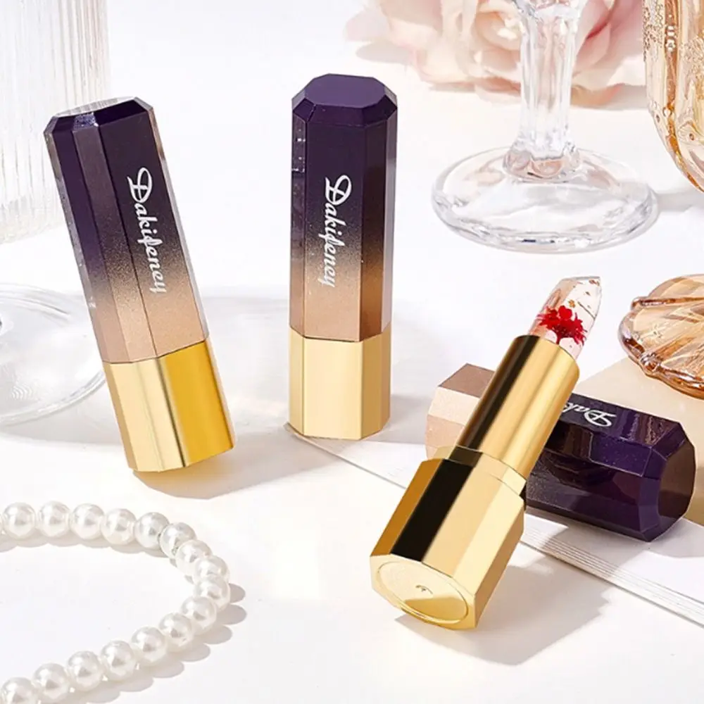 Modischer, transparenter Gelee-Blumen-Lippenstift, nährender, feuchtigkeitsspendender Lippenbalsam, Antihaft-Cup, langlebiger Lipgloss für Frauen