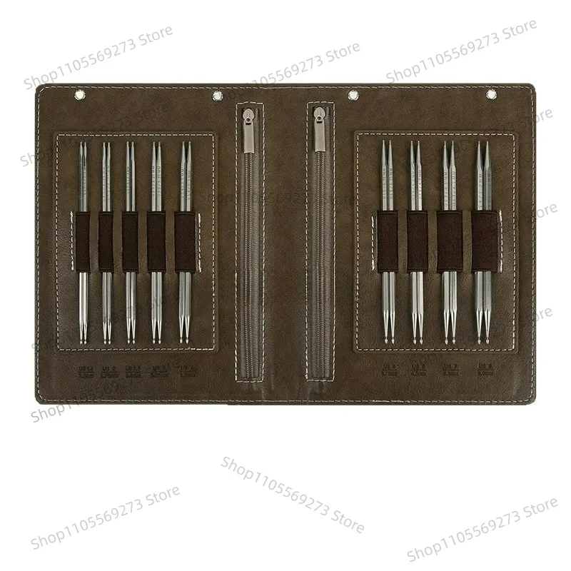 LH07 Knitting Tool, Hexagonal Water Drop Ring Needle Polygon Solid Stainless Steel Removable Ring Needle Set