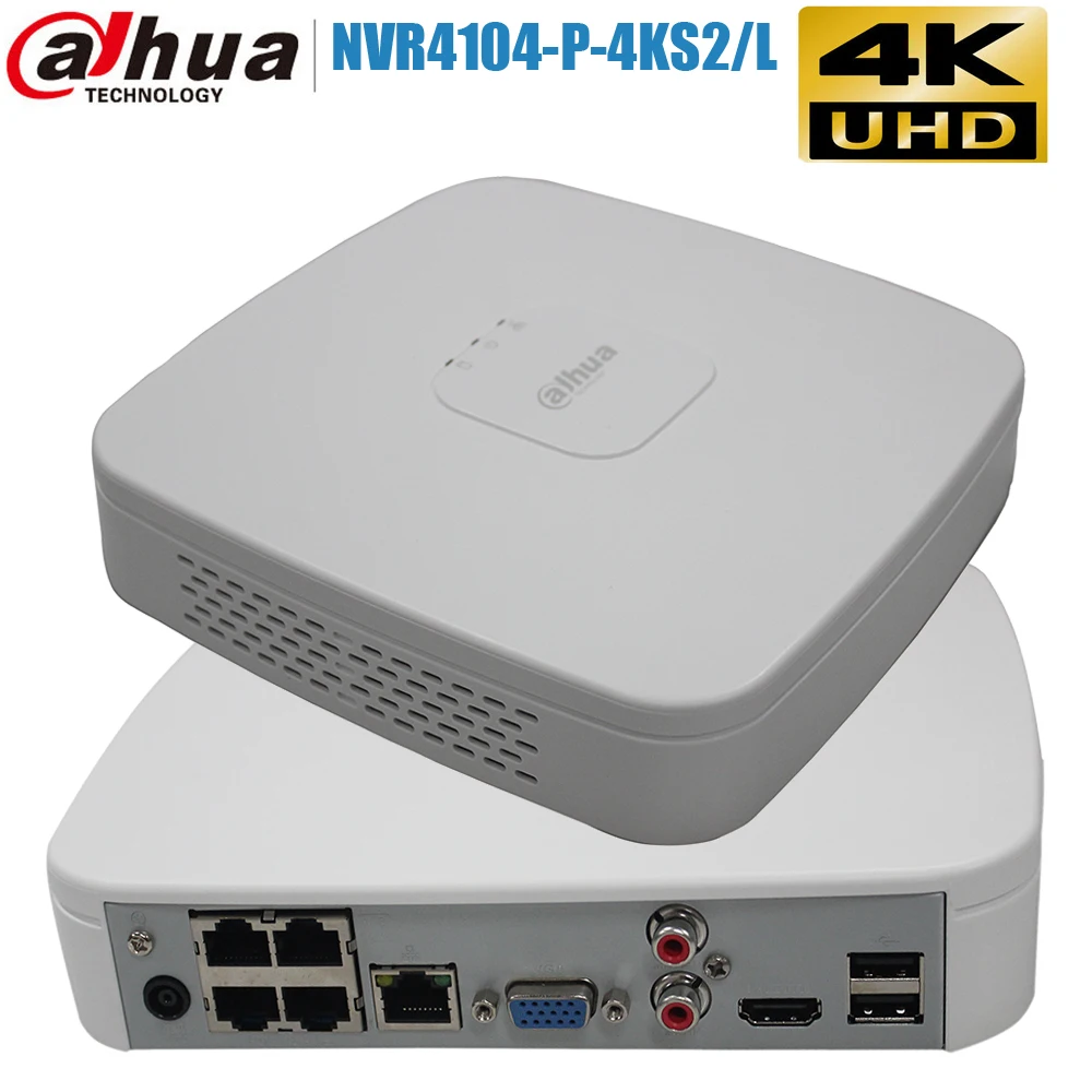 

Original Dahua Mutil language NVR4104-P-4KS2/L 4K H.265 AI Face 4Channel POE Smart 1U H.265 Lite Network Video Recorder