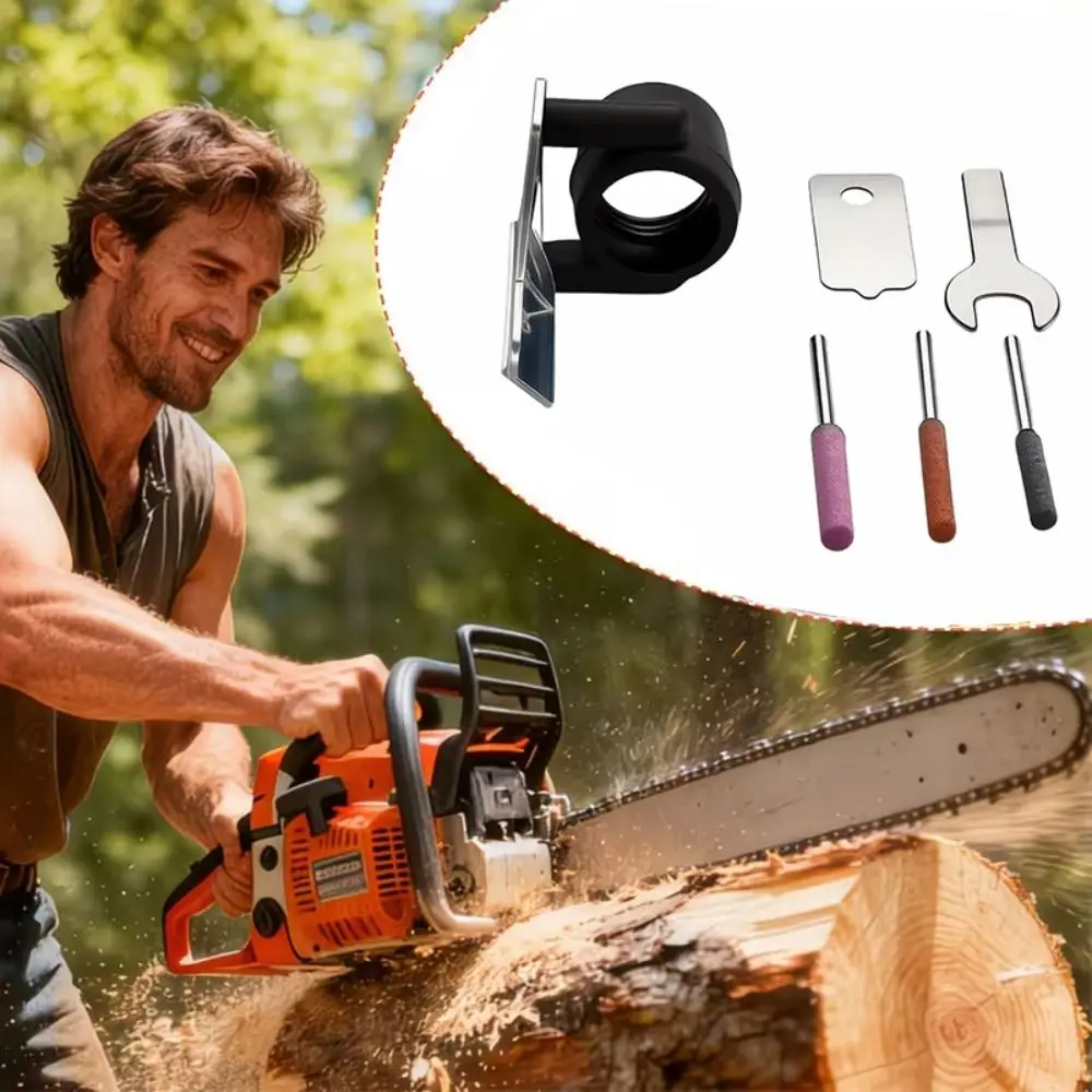 6pcs Metal Accessories Chainsaw Sharpening Kit Grinding Stone Adjustable Sharpening Angle Rotary Tool Accessory Set