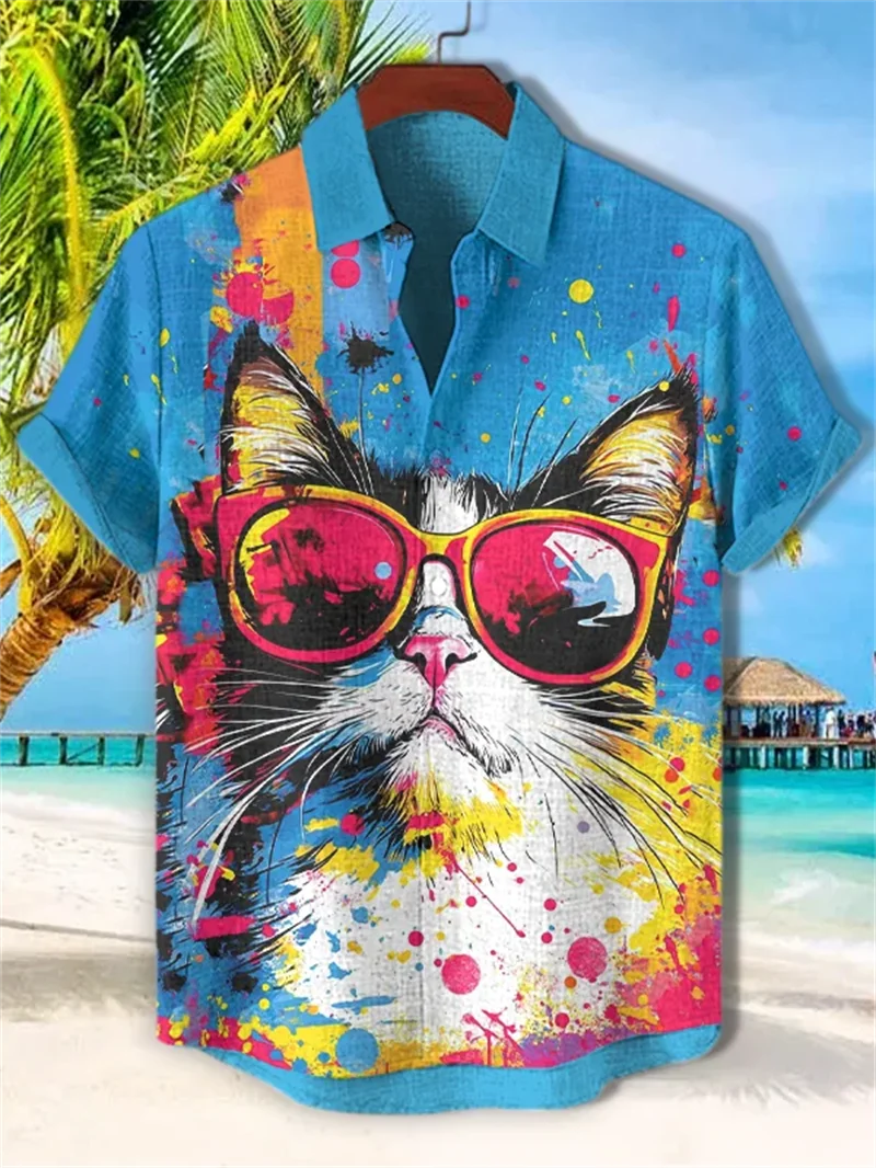 

Новая мужская рубашка в гавайском стиле, льняная повседневная мужская рубашка с короткими рукавами, уличная пляжная удобная мужская рубашка