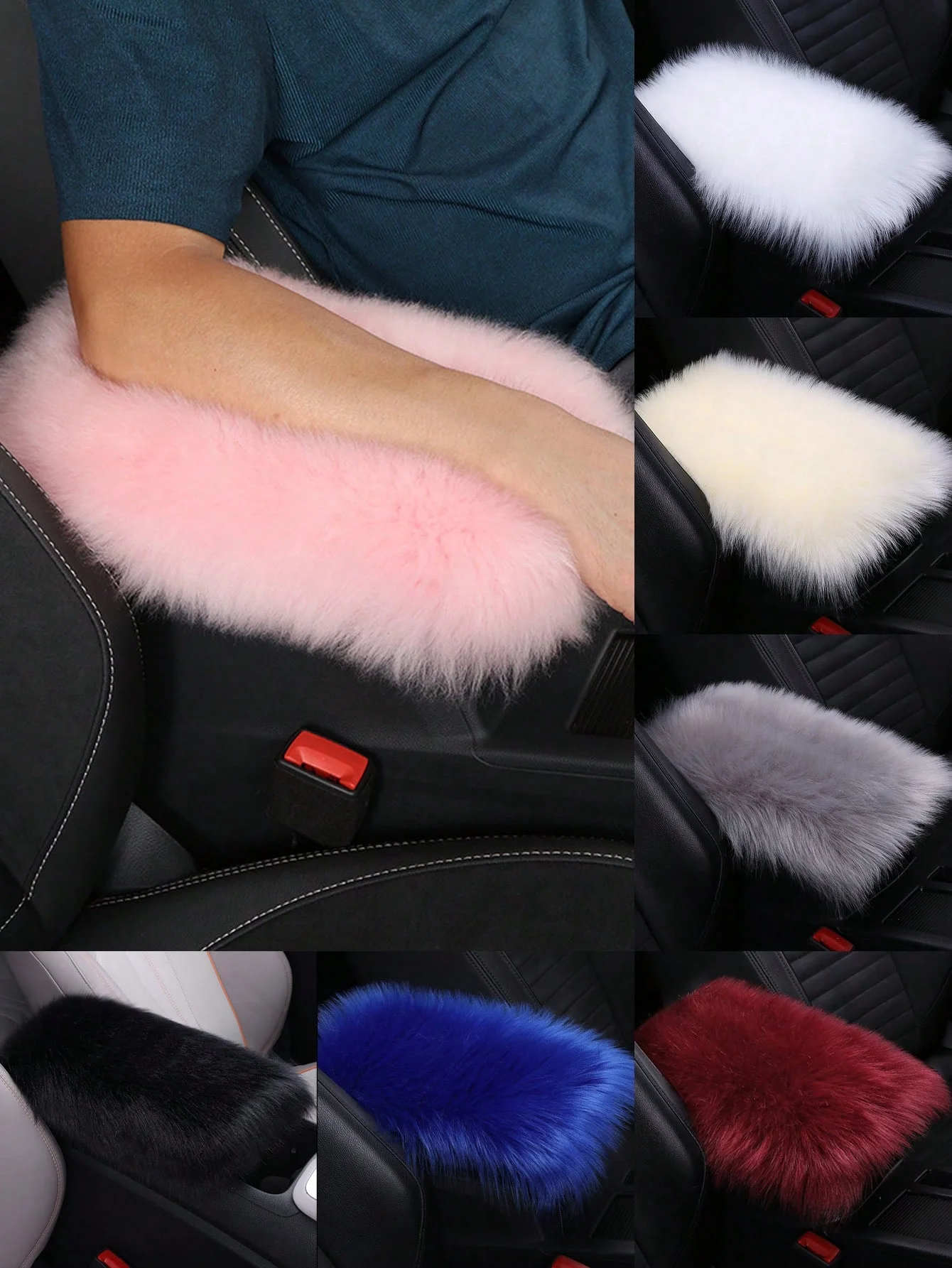 แผ่นรองที่วางแขนกำมะหยี่เนื้อนุ่ม – แผ่นรองคอนโซลกลางกำมะหยี่นุ่มสำหรับรถยนต์ SUV รถบรรทุก, ใช้ได้กับทุกรุ่น เบาะรองนั่งในรถสำหรับฤดูหนาวที่ให้ความอบอุ่น, N