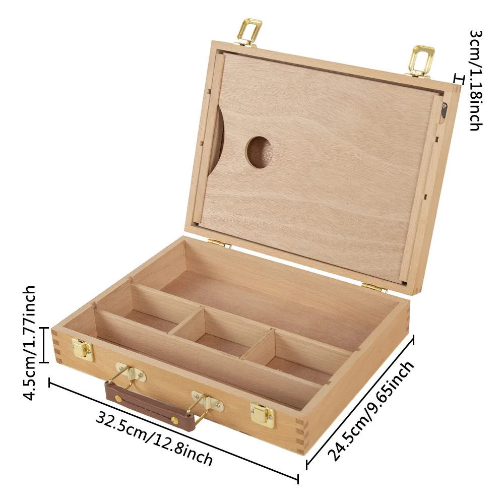 

5 Grids Solid Wood Art Painting Box Picture Board Holder Tabletop Drawing Board Easel Single Layer Painting Box for Drafting