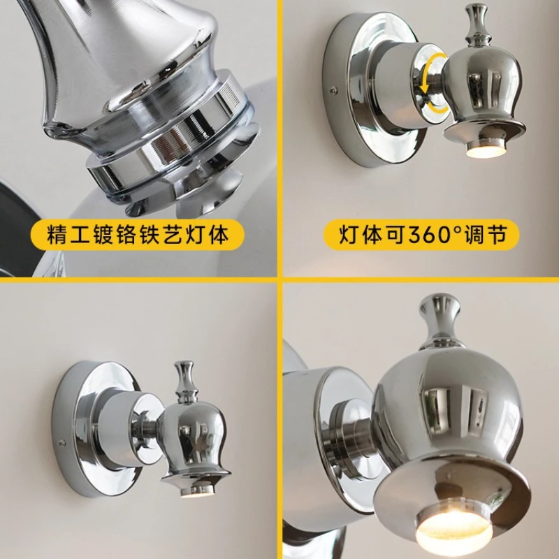Modern Brief LED Spot Light for Back Ground Wall Chrome Iron Body Wall Sconce Lamp 360 Adjusting Illumination Angle