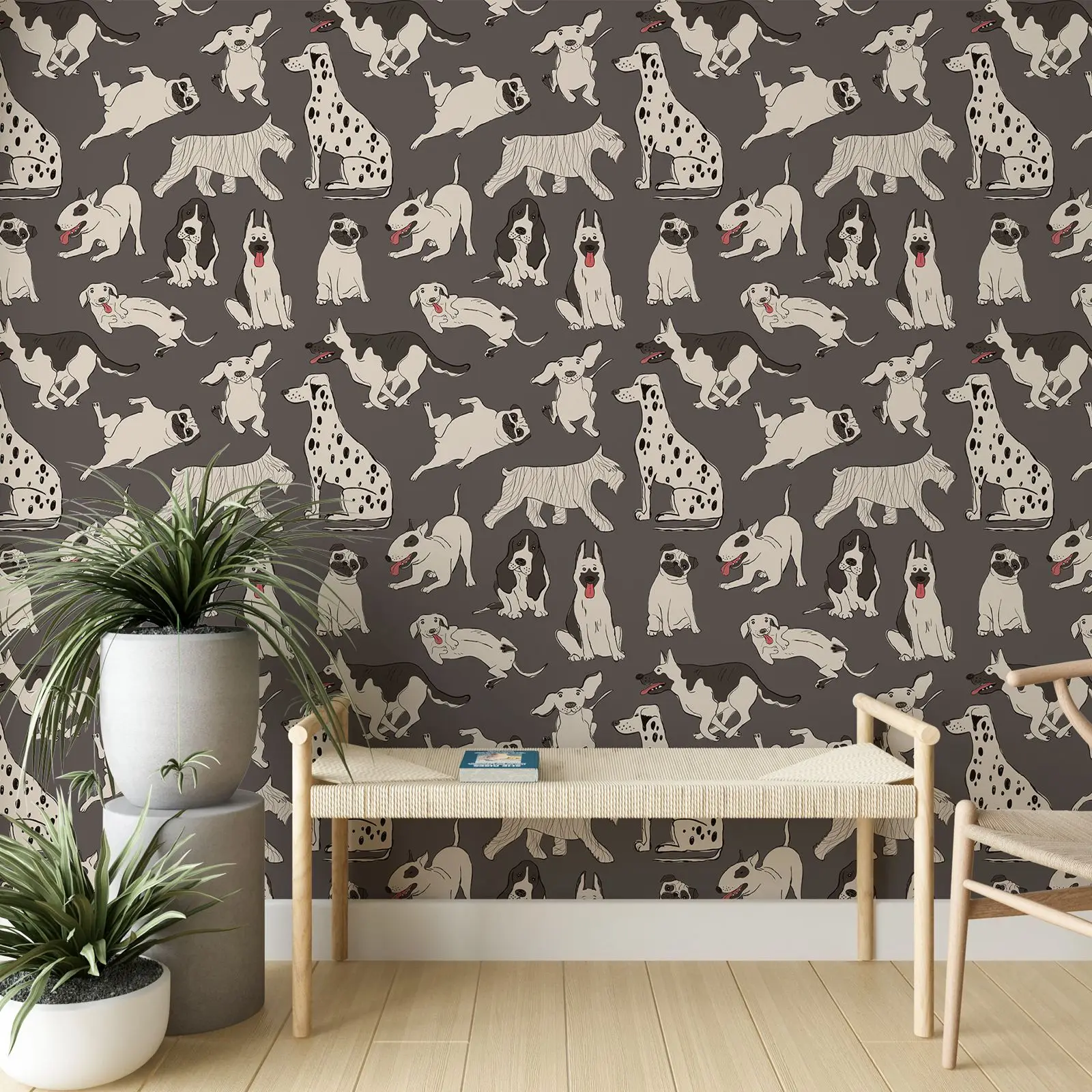 Dog Pattern Wall Sticker Wallpaper,Dark Color Decorative Wall Decals,Animal Self-adhesive Paper Furniture For Doors,Custom Color