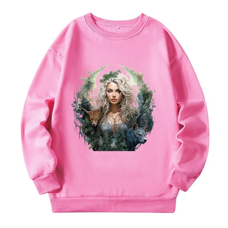 Trendy Gothic Princess Plus Size Graphic Sweatshirts American Street Vintage Sweatshirt Women 2024 Spring Autumn Large Size Tops