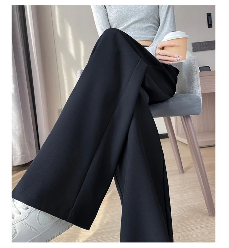 Spring 2024 New Fashion All-Match Simple Office Suit Pants Wide-Leg Pants High Waist Narrow Straight Casual Mop Pants Women