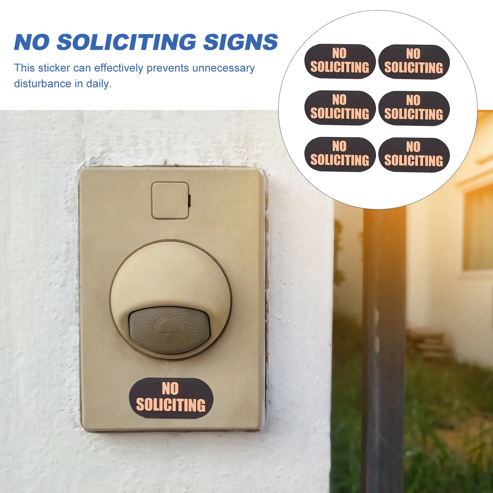 2Sheets No Soliciting Signs Modern PVC No Soliciting Sticker for House Doorbells Windows Prevention Sign Ring Doorbell Sign