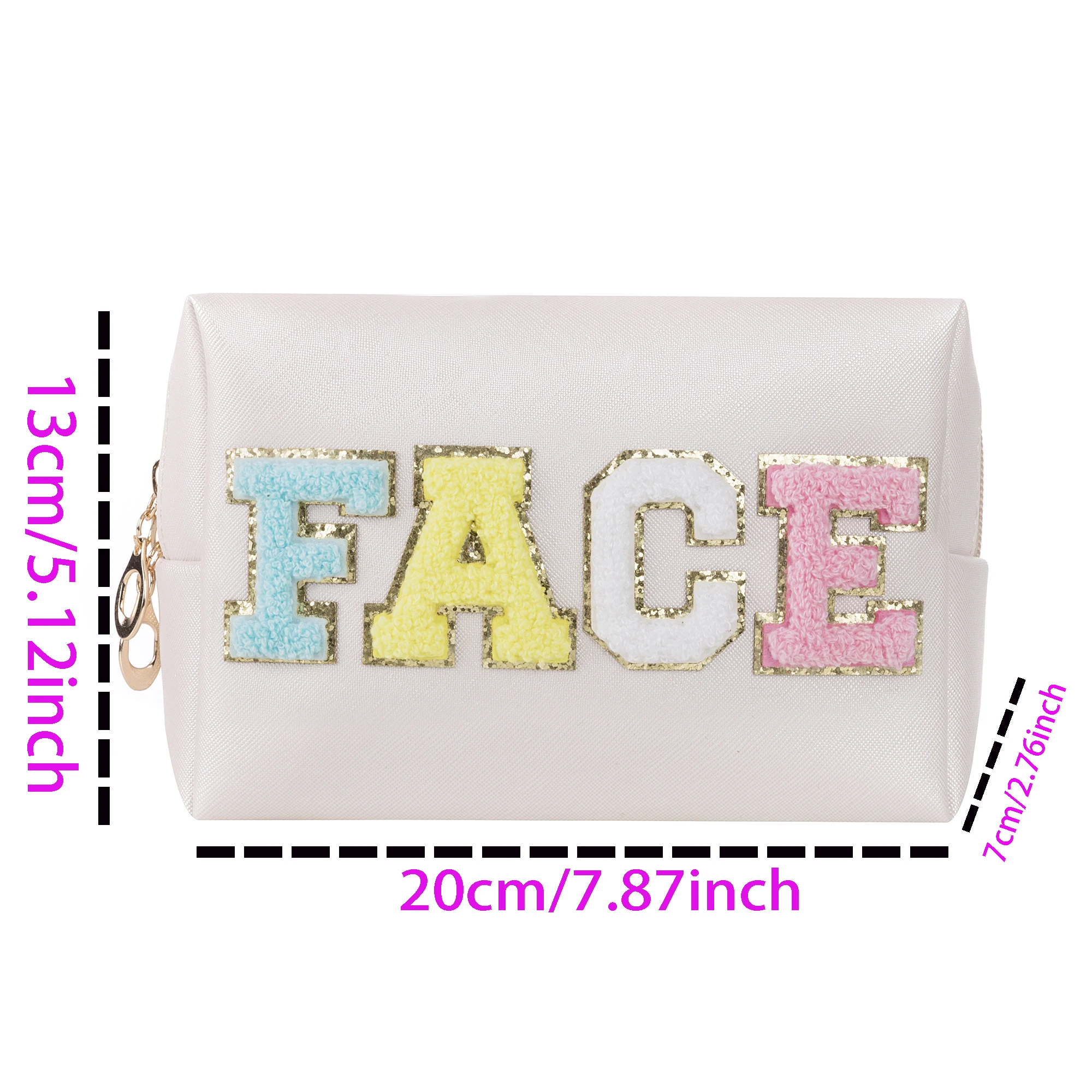 1/4PCS Patch Color Cosmetic Bag for Women HAIR FACE BATH SKIN Letters PU Makeup Bag Zipper Pouch Storage Waterproof